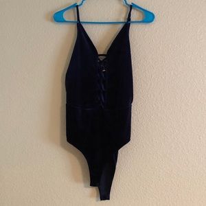 Dark blue velvet leotard!